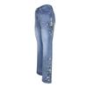 Spring straight tube slightly high waist elastic embroidered jeans women's clothing