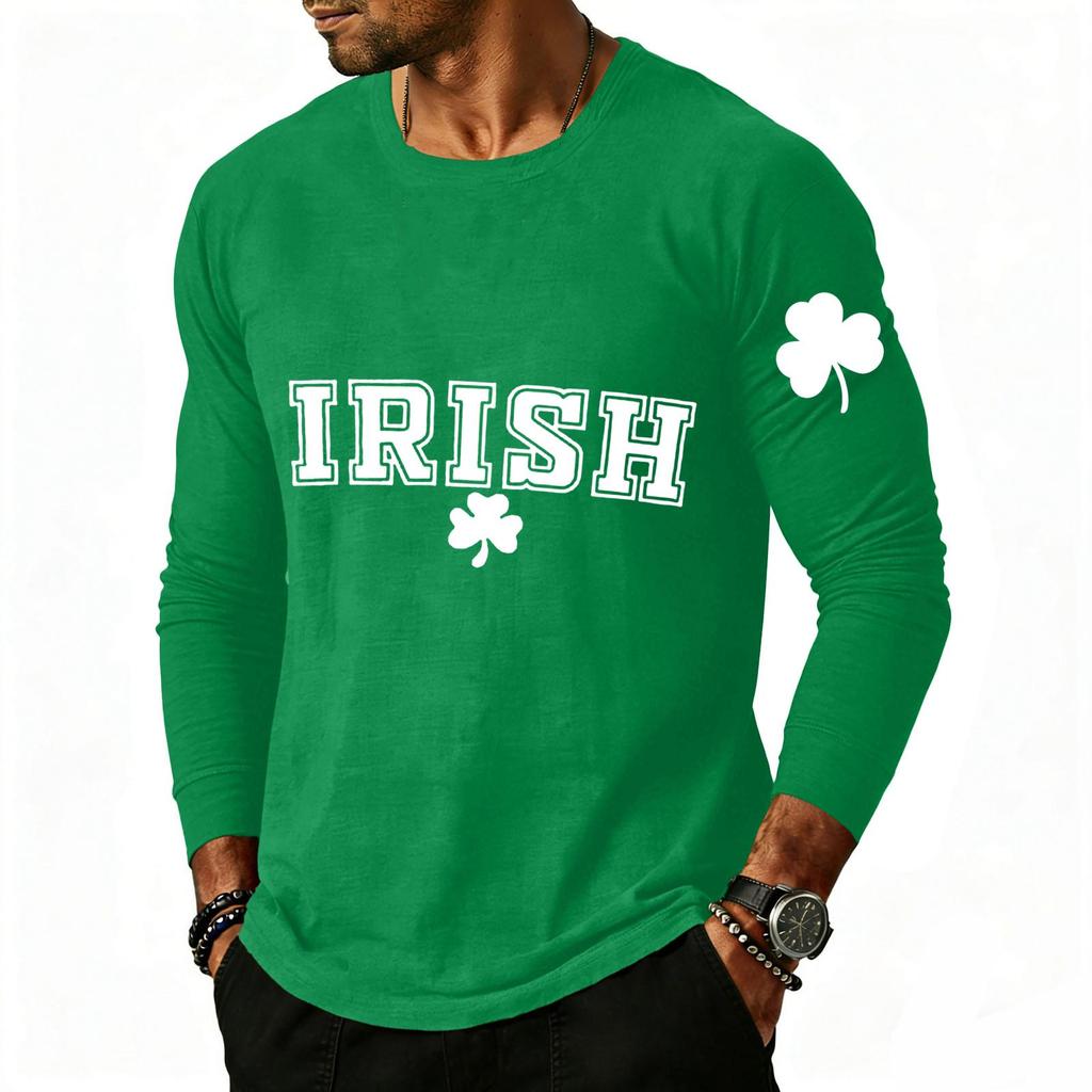 Men'S Printed T-Shirt Outdoor Retro Button Loose Long Sleeve Top
