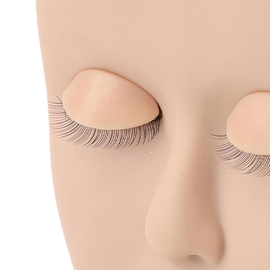 Lash Extension Practice Head with Removable Eyelids, 3D Realistic Facial Contour Mannequin for Eyelash Training, Soft Rubber Reusable Beauty Model,