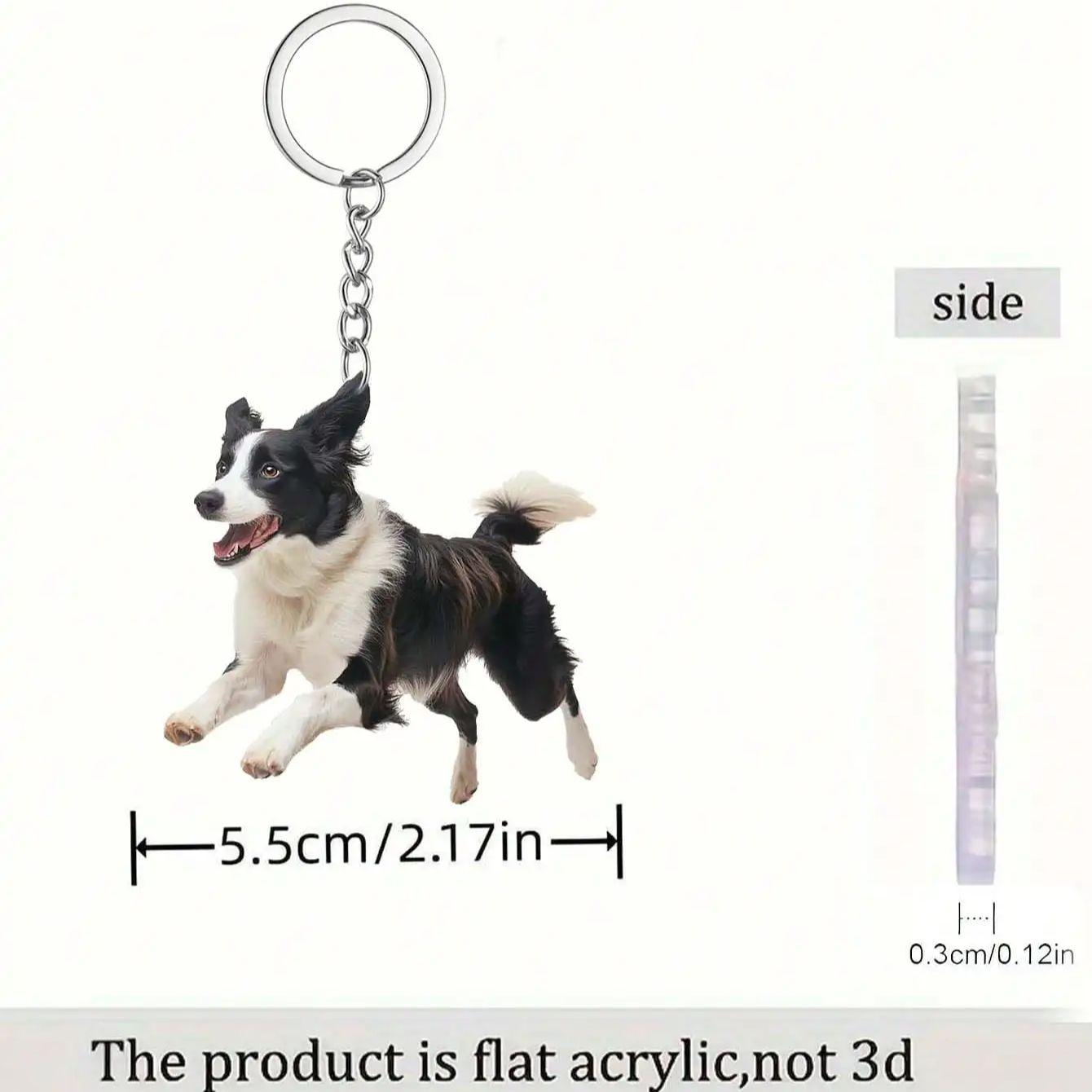 

1 running Border Collie keychain/pendant, pet shaped car rearview mirror, DIY backpack pendant for home decoration