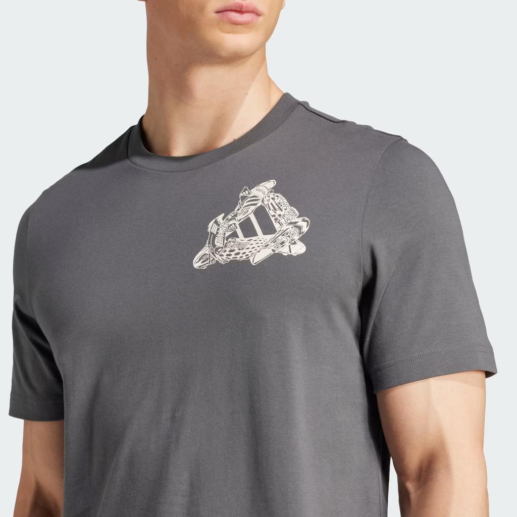 Adidas Football Kicks Graphic T-Shirt Comfortable Soft Fashion Casual Sports Versatile Short Sleeve Men Tops Gray JD8211