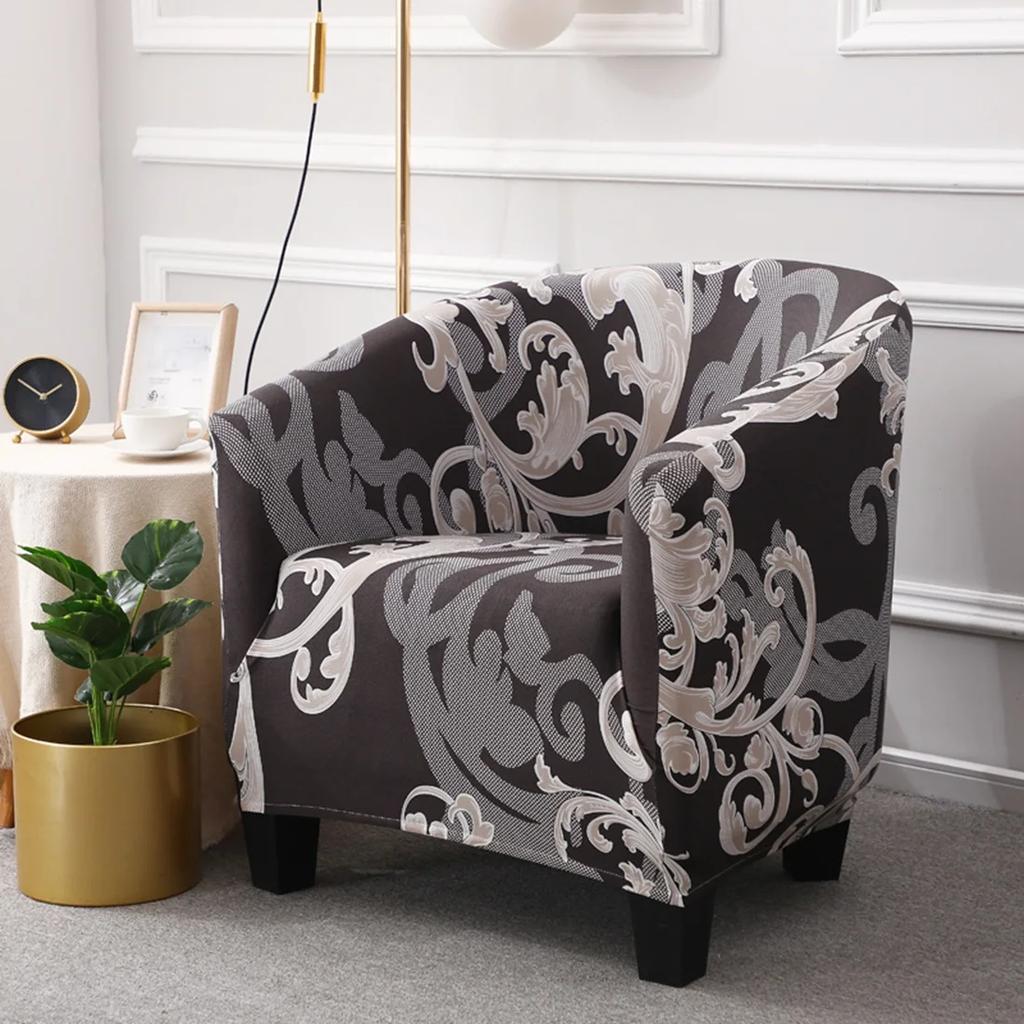 Tub Chair Cover Stretch Spandex Club Armchair Covers Office Coffee Bar Tub Sofa Slipcovers for Living Room Furniture Protector
