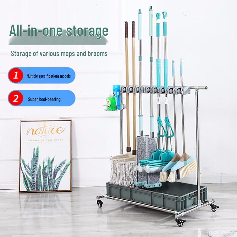 Yidashang No-Drill Stainless Steel Mop & Broom Holder