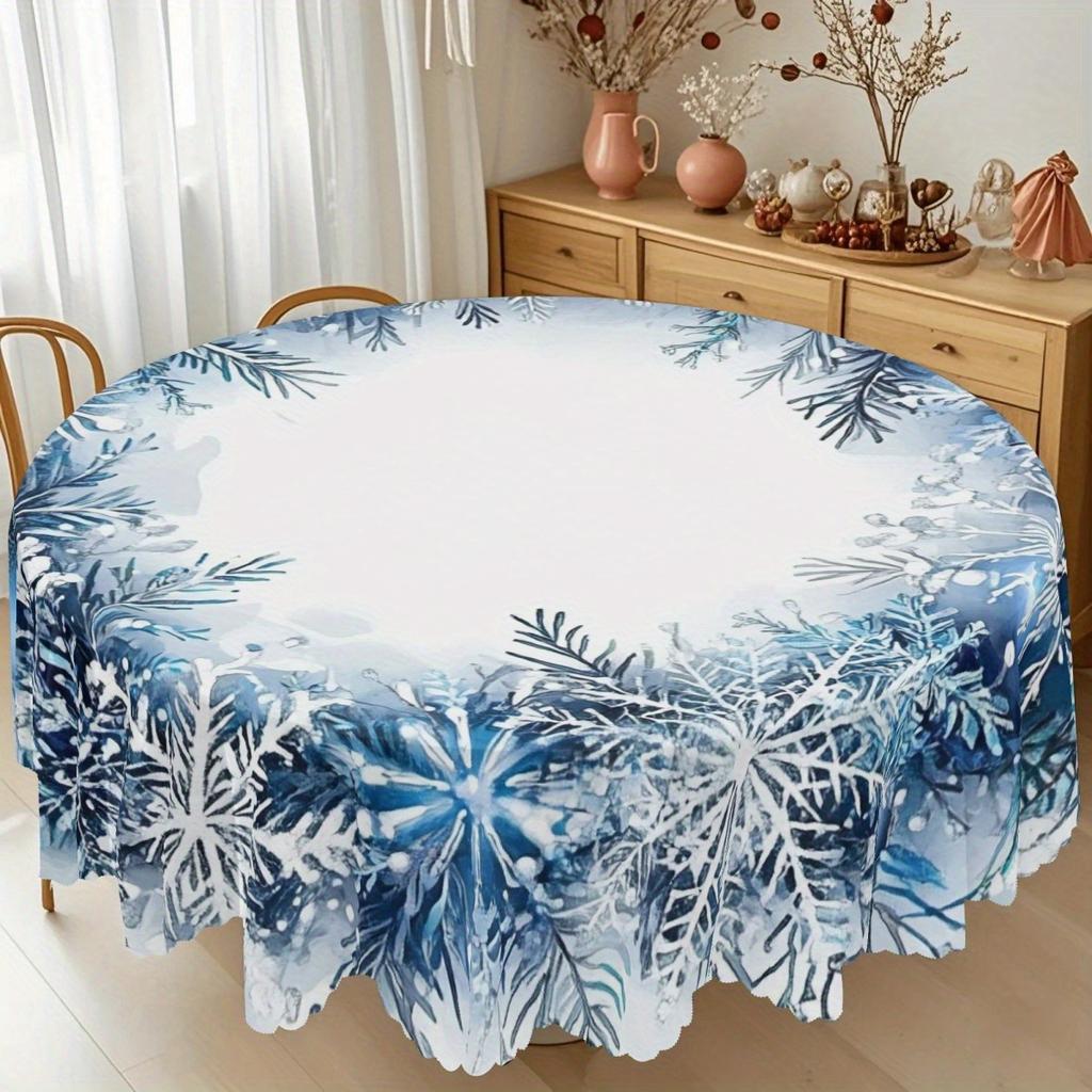 Christmas Printed Tablecloth Holiday Xmas Party Table Cover Decorative Dining Table Cloth for Home Kitchen Rectangular Round