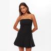 women's solid strapless tube top pleated mini dress stretch slim fit summer club party skater gown