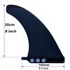 8" Center Fin for Longboards, SUPs, and AirSUPs by saruSURF, Screw-in, Hard Flex, for US Box (Black Rev)