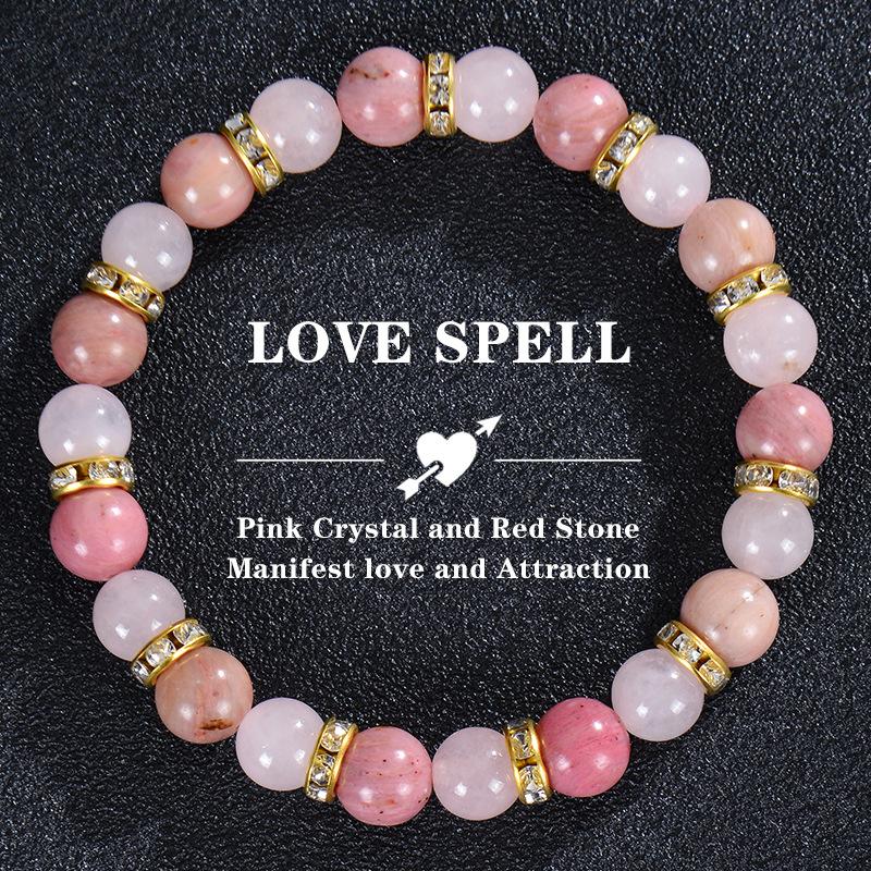 Pink Natural Stone Bracelet Chalcedony Beaded Bracelet for Women Optimized Natural Stone Beads Yoga Meditation  Gift