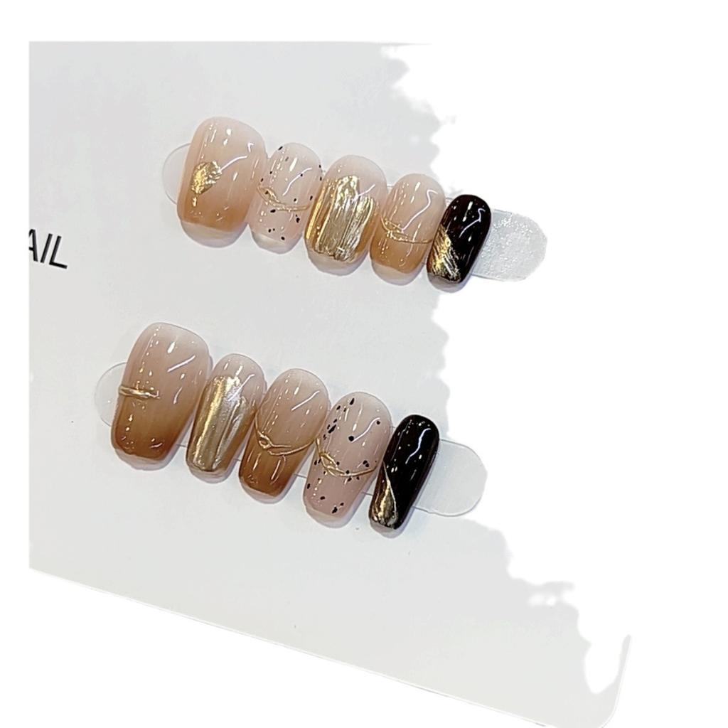 Pure Hand-made Phototherapy Wears Nail Caramel Chestnut Finished Products Can Be Removed Using Nail Art Patches