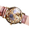 Winner Men's Double-Sided Skeleton Mechanical Watch, Gold Case with Brown/Red Strap.