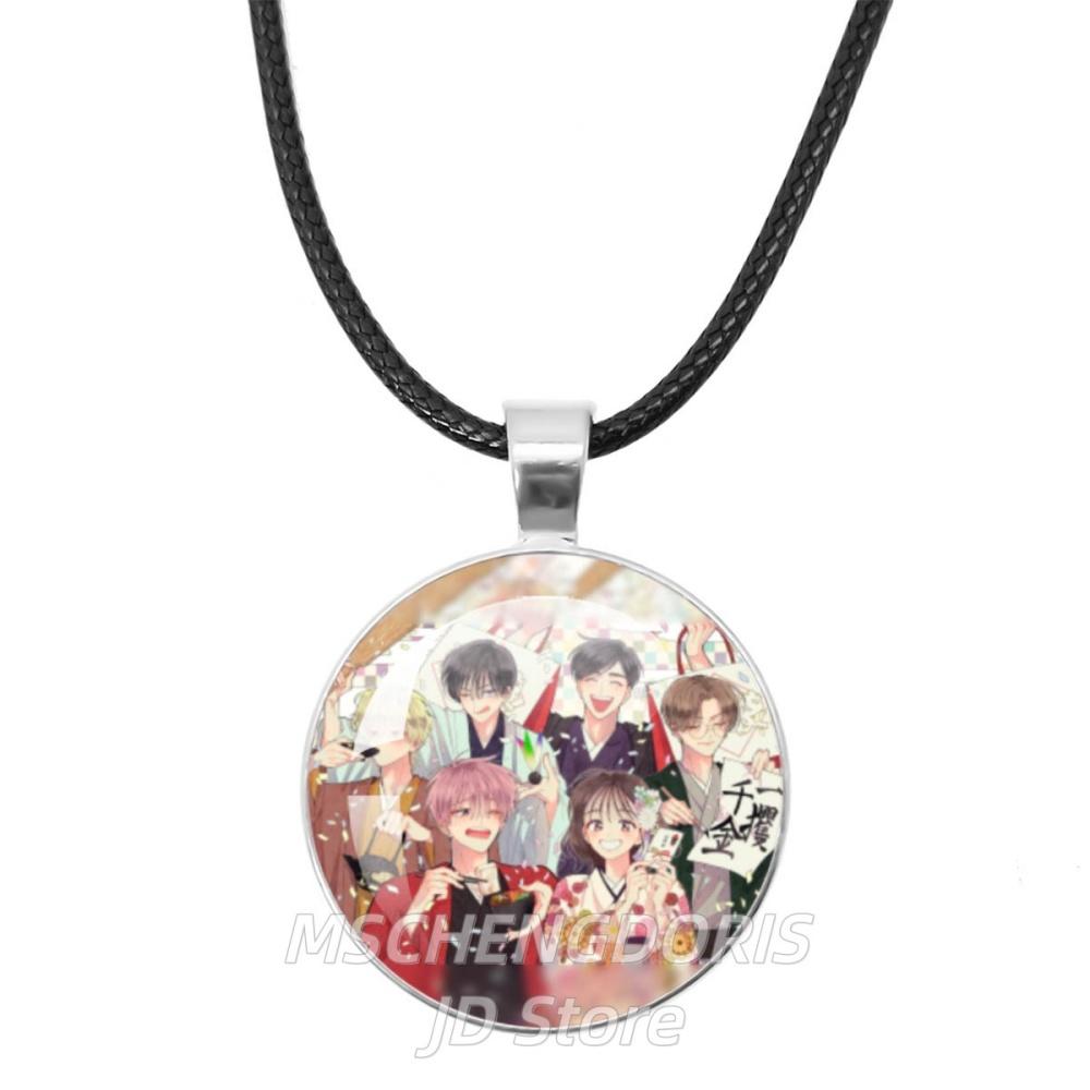 Tamon-kun Ima Docchi!?Fukuhara Tamon Anime Necklace F/ACE Black Rope Chain Glass Pendant Necklace Jewelry Charm Collection Gift