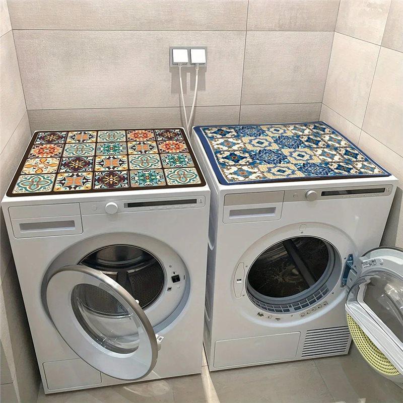 ABBP-Quick-Dry 50X60cm Washed Dust Cover Pad For Washing Machine Checkered Pattern, Absorbent Protective Top Mat For Washer And