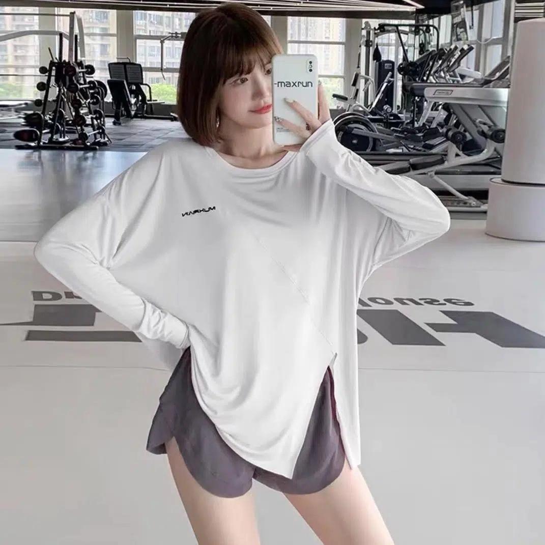 

Женские быстросохнущие топы для йоги с длинными рукавами больших размеров — свободный крой для бега и фитнеса Triple Extra Large