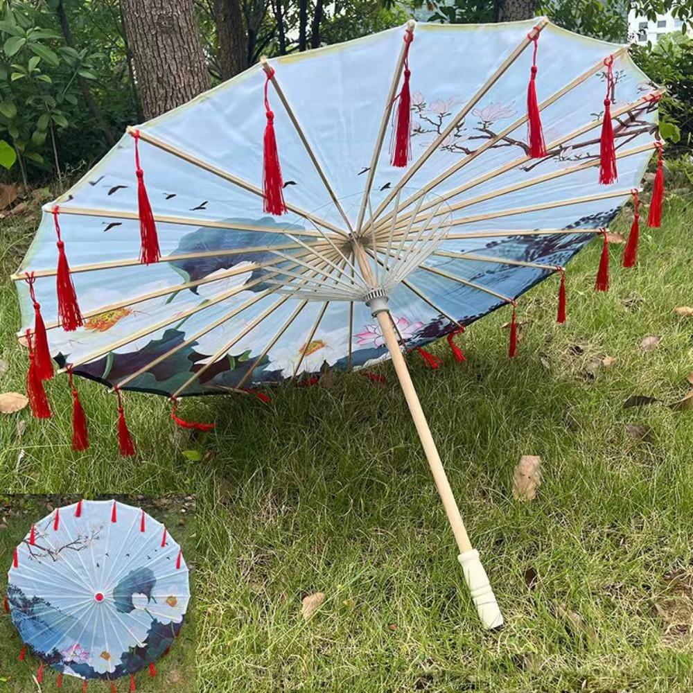 Chinesischer Antikstil Requisite Tanzschirm 56cm Cosplay Hanfu Ölpapier-Regenschirm Tanzaufführung