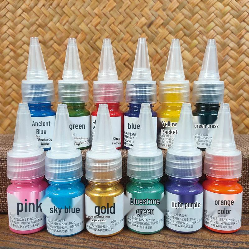Handmade DIY Lacquer Fan Pigment Set: 12-Color Water Transfer Material Pack for Round Fans