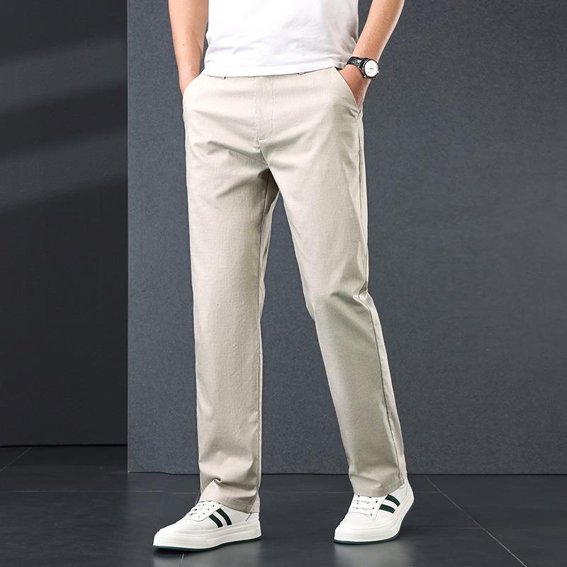 Men's Casual Pants Business Drape Breathable Spring and Autumn New Fashion Versatile Slim Straight Pants Green Pants Men