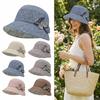 New Wide Brim Bucket Hat Flower Design Foldable Sun Hat Breathable Fabric Wide Brim Hat Outdoor Activities