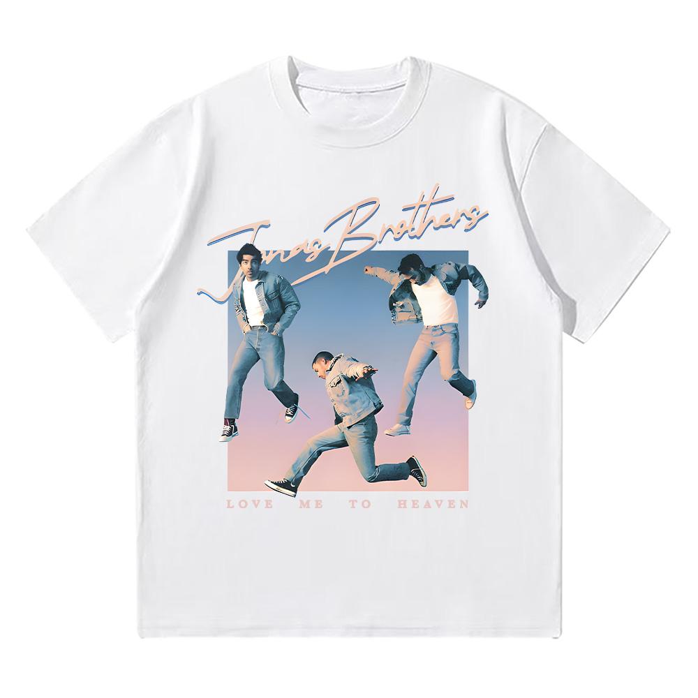 Miluj mě do nebe Modré retro tričko Jonas Brothers Hudba Bavlněné tričko Letní trendy Estetické Dámské Pánské Krátký rukáv Y2K trička