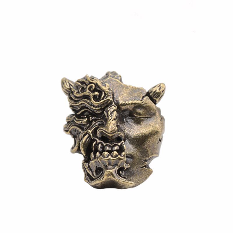 Half Skull Face Head Sculpture Brass Knife Beads EDC Outdoor DIY Paracord Woven Bracelets Charms Lanyard Hangings Accessories