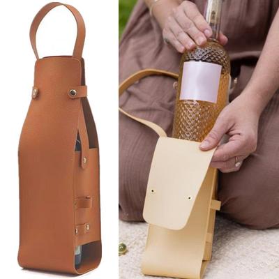 New Wine Gift Bag Reusable Leather Wine Tote Carrier Double Layer Champagne Beer Gift Bags Carrier for Birthday Bridal Showers