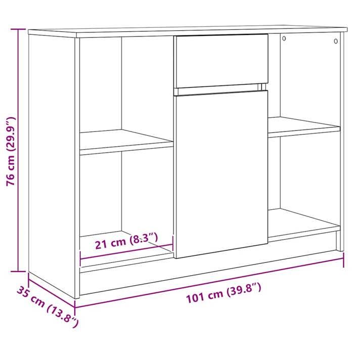 VidaXL Buffet with Drawer Smoked Oak 101x35x76 Cm Engineered Wood, Storage Furniture, Buffet, Entryway Furniture, Furniture 861566