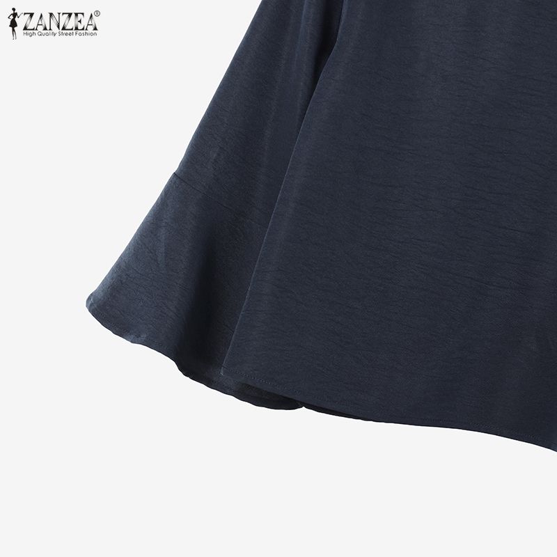 ZANZEA Set de costume casual din două piese pentru femei, cu bluză cu mânecă 3/4 și pantaloni cu picior larg