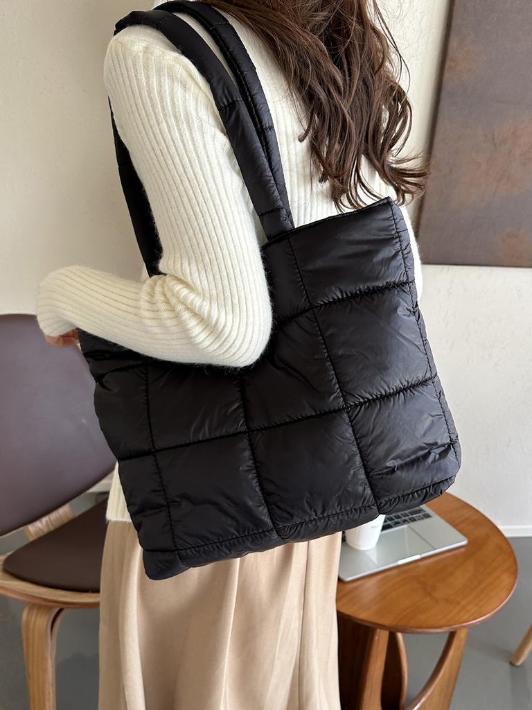 Pu Quilted Square Shoulder Bag For Women With Large Capacity And Urban Style