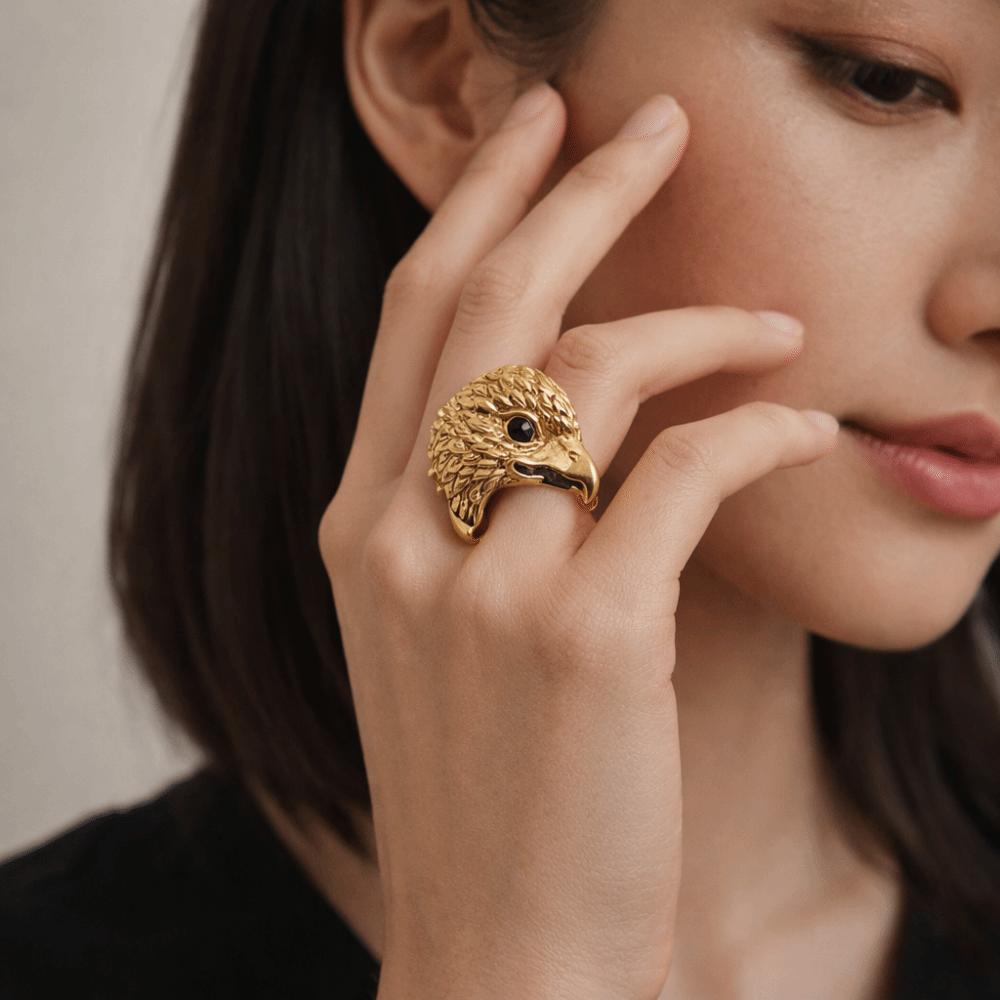 Geometric Eagle Shape Ring Cool Chunky Ring Personality Exaggerated Ring  Couple