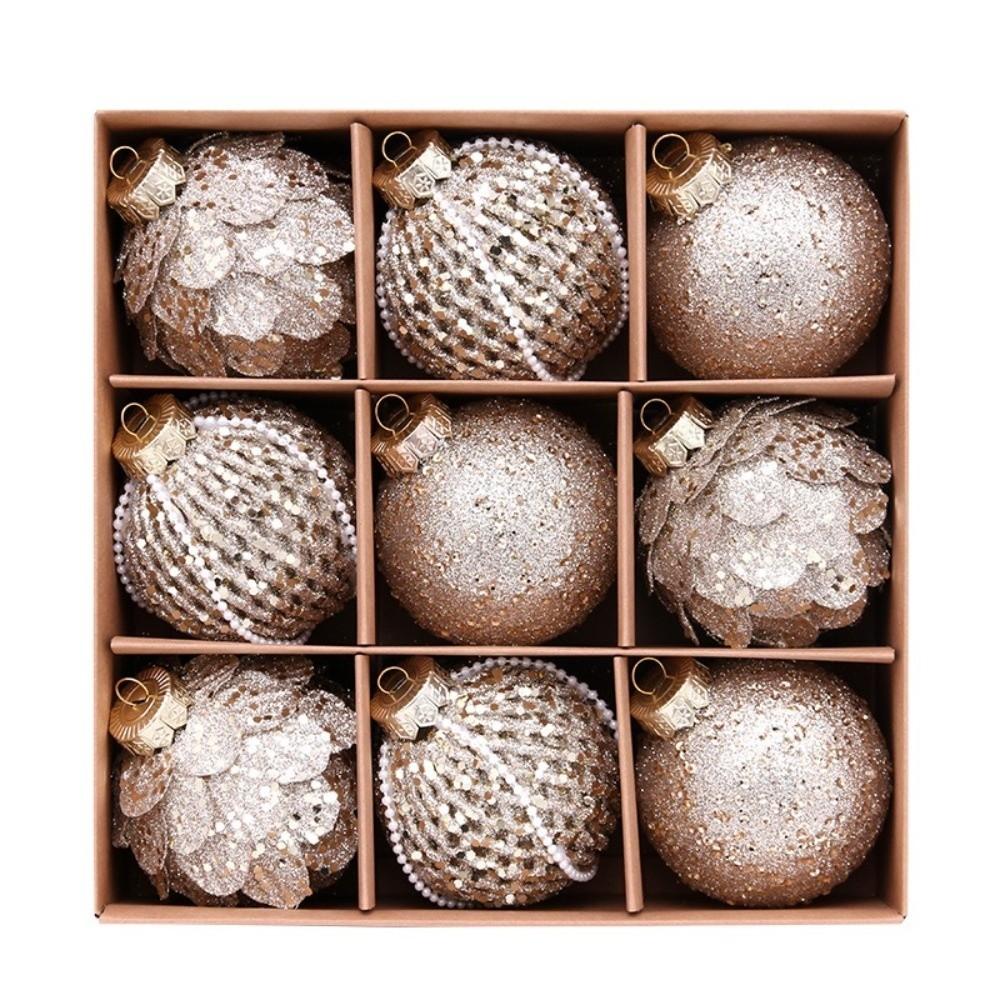 9PCS 8cm Christmas Ball Ornaments Foam Holiday Ball Ornaments New Christmas Ornament Set Home Decor