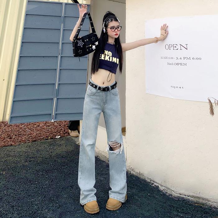 

Женские джинсы High Street с рваными краями, весна/лето, с уникальным вырезом сзади, узкий прямой широкий крой M