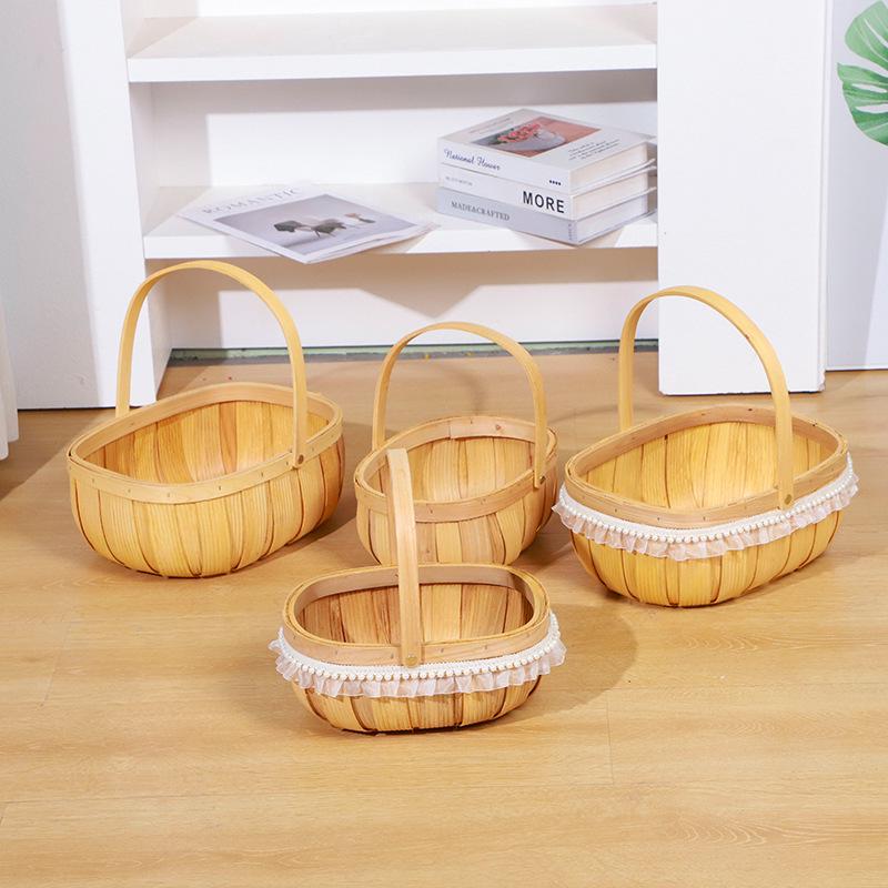 Imitation Rattan Handheld Flower & Snack Basket - Creative Gift & Storage Solution