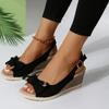 Fashion Fashion Women's Shoes Women Bow Knot Thick Bottom Sandals Back Strap Wedge Open Toe Sandal Female New Office Anti-Slip Sandalias