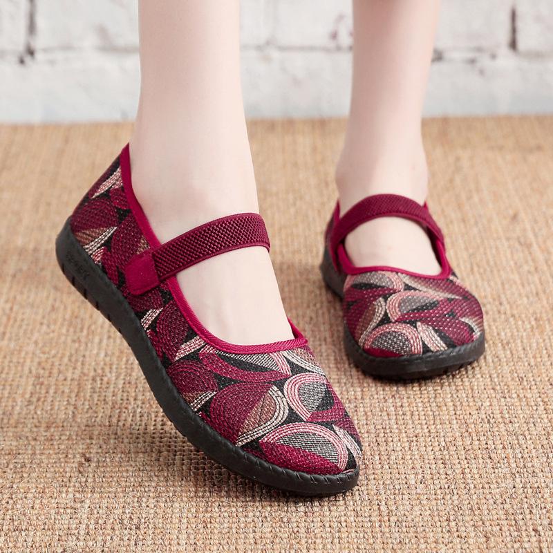 

Spring and Autumn cloth shoes women s one-pedal shoes casual non-slip soft-soled flat-soled elderly shoes large size 35