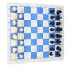 Chess Set Plastic Chess Pieces PU Blue White Chess Board Black Drawstring Pocket Chess Game Set for