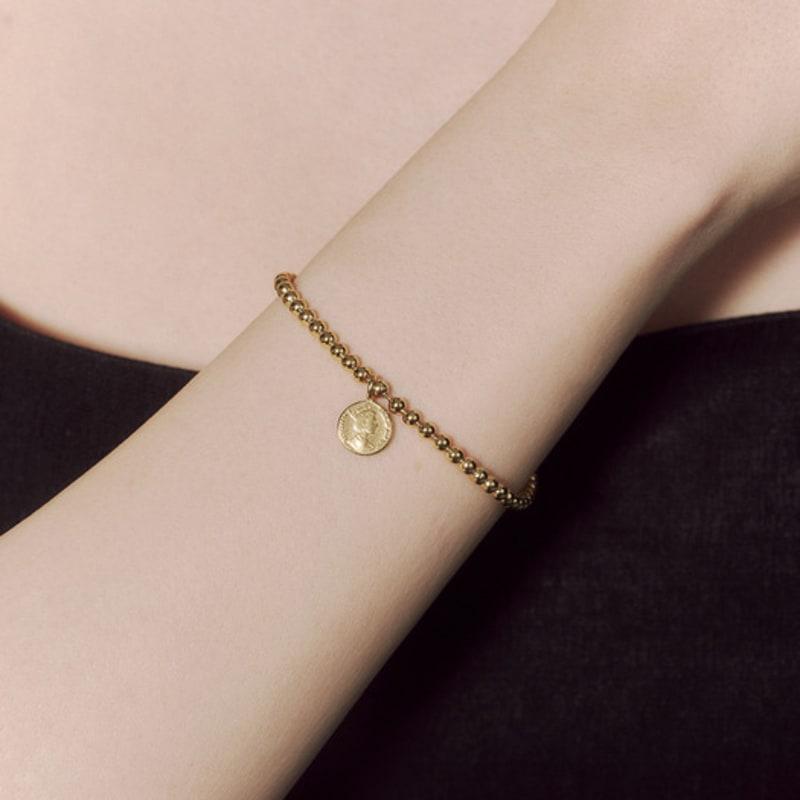 JUDY AND PAUL [925 Silver] Suetre Elizabeth Pendant All-Silver Ball Bracelet