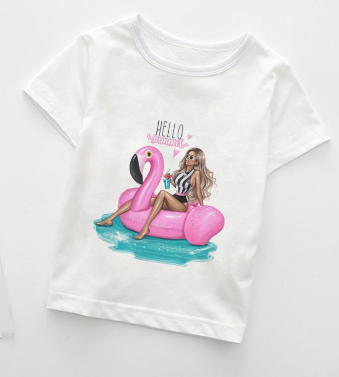 Summer Boys  Kids Fashion Girl Tshirts Casual Wear Lovely Cozy Boys T Shirt Round Neck Polyester Fabric Girls Clothes