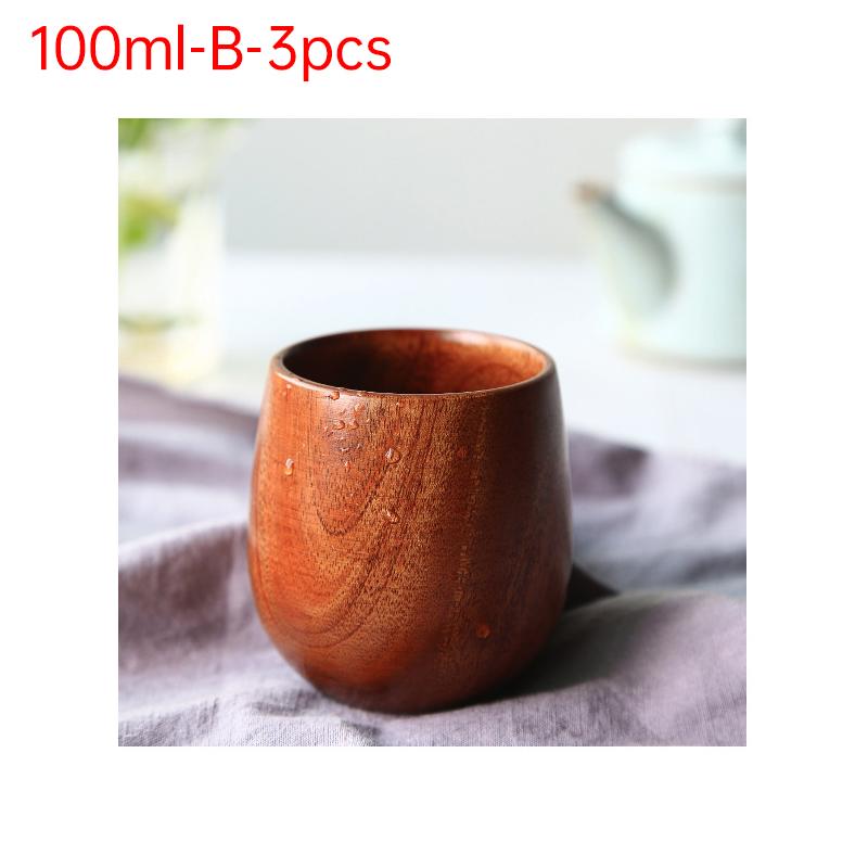 100 ml Dřevěný šálek s velkým břichem Kreativní vzor Dřevěné masivní dřevěné ručně vyřezávané šálky na čaj proti opaření Jednoduché voňavé originální nádobí