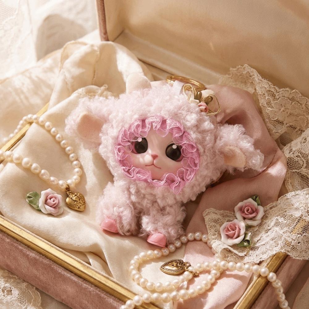 Layered Design Plush Lamb Keychain Soft Plush Mini Plush Pendant Vinyl Doll Keychain Holiday Gift