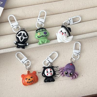 Porte-clés amusant d'Halloween, araignée, citrouille, fantôme, pendentif pour téléphone, étui pour écouteurs, breloque pour sac, décoration pour clé de voiture