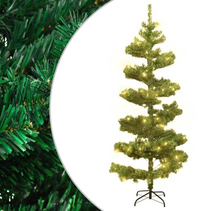 VidaXL Arbre de Noël Hélicoïdal Pré-éclairé et Support, Sapin de Noël avec LED, Décoration de Vacances, Ornement de Fête 344651