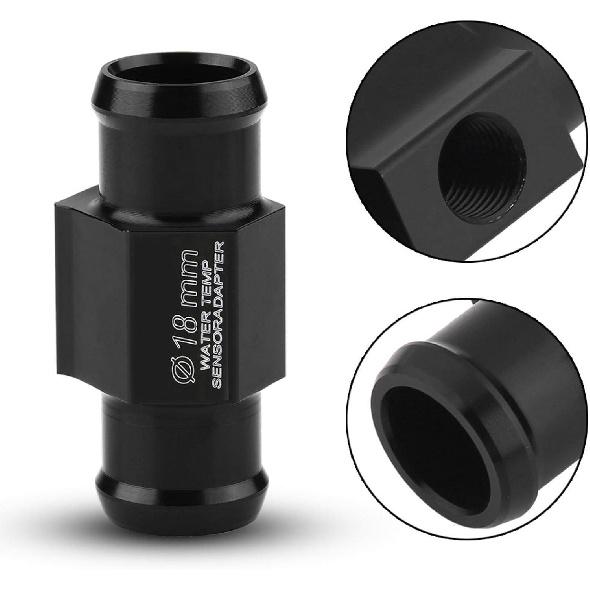 Motorcycle Water Temp Sensor Adapter, 18mm, 22mm (Optional), Black, Aluminum Alloy, Universal Fit, Includes 2 Clamps, Modern Style, Water Heater Use
