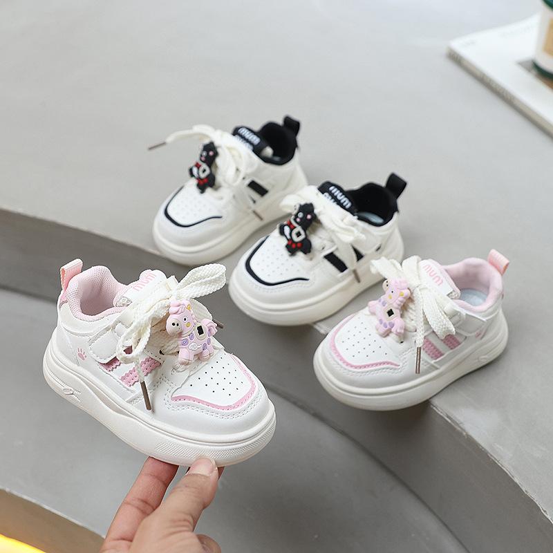 Kids Spring Cartoon White Shoes Boys Girls Casual Walking Sneakers Versatile Toddler Sports Trainers For Daily Wear
