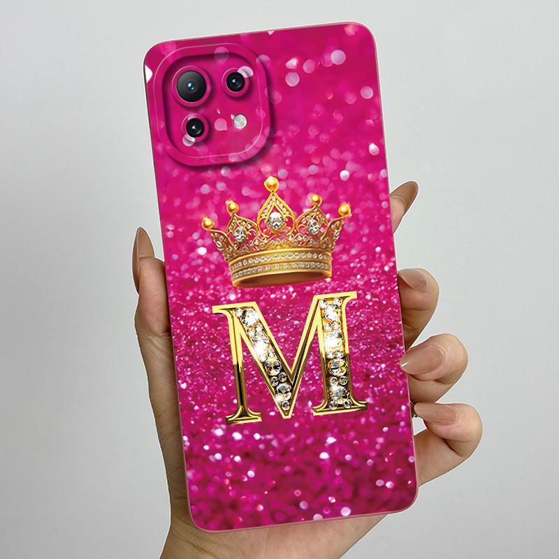 For Xiaomi Mi 11 Lite / 11 Lite 5G / 11 Lite 5G NE Crown Initial Letter Couple Phone Case Soft Silicone TPU Protective Casing