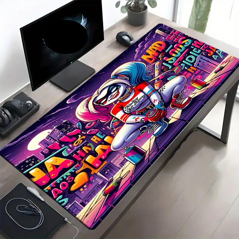 Superhero Print Mouse Pad, Anti‑Slip Desktop keyboard Mat, for PC Laptop Gaming Working Daily Use, Cool Festival Surprise Gift
