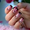 Valentine's Day Red Gradient Heart Rhinestone Nail Tips Glitter Stickers Wearable False Nails