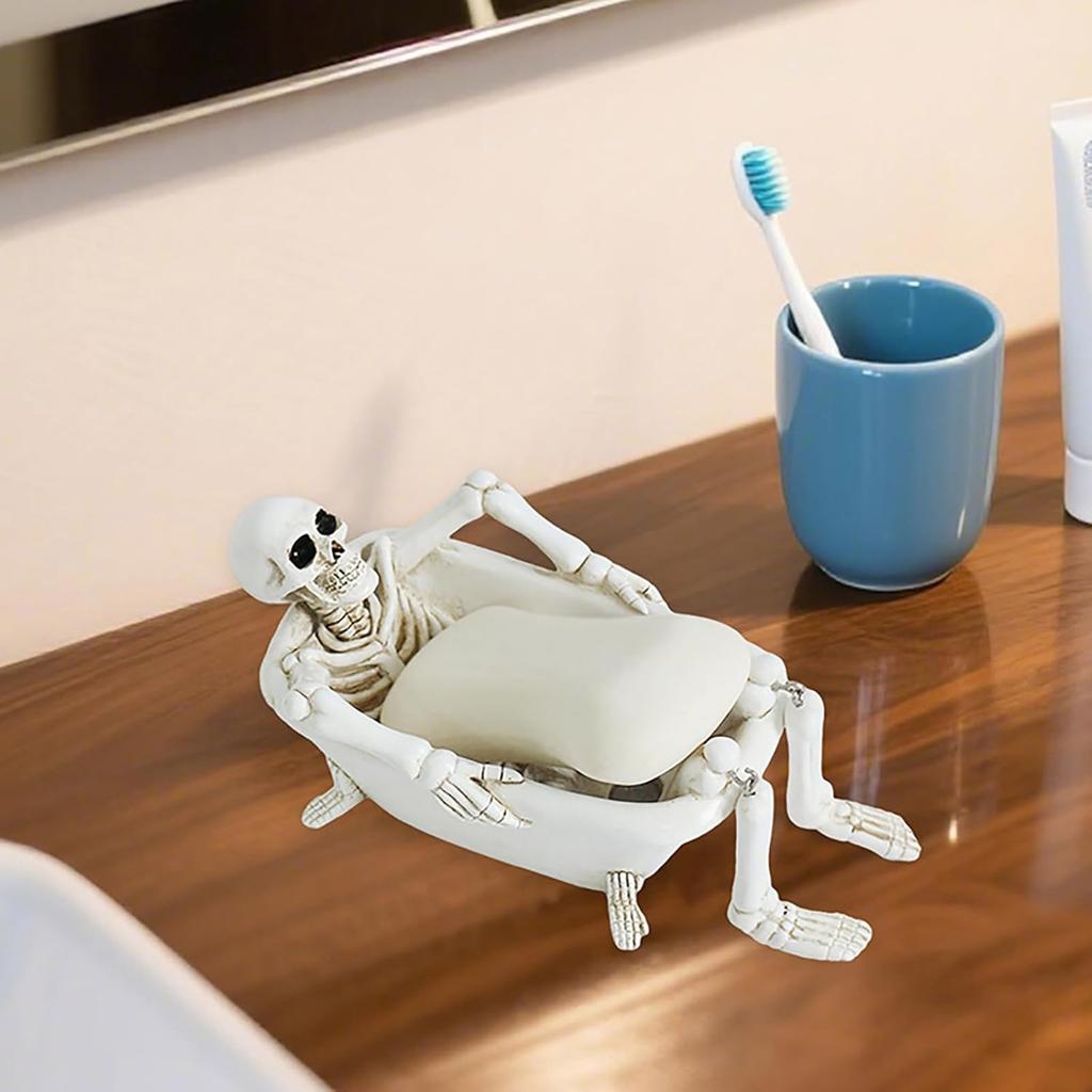 Resin In The Bath Tub Planter For Indoor Plants, Halloween Skulls Planter With Drainage Holes, Small Planters Pot For Tabletop