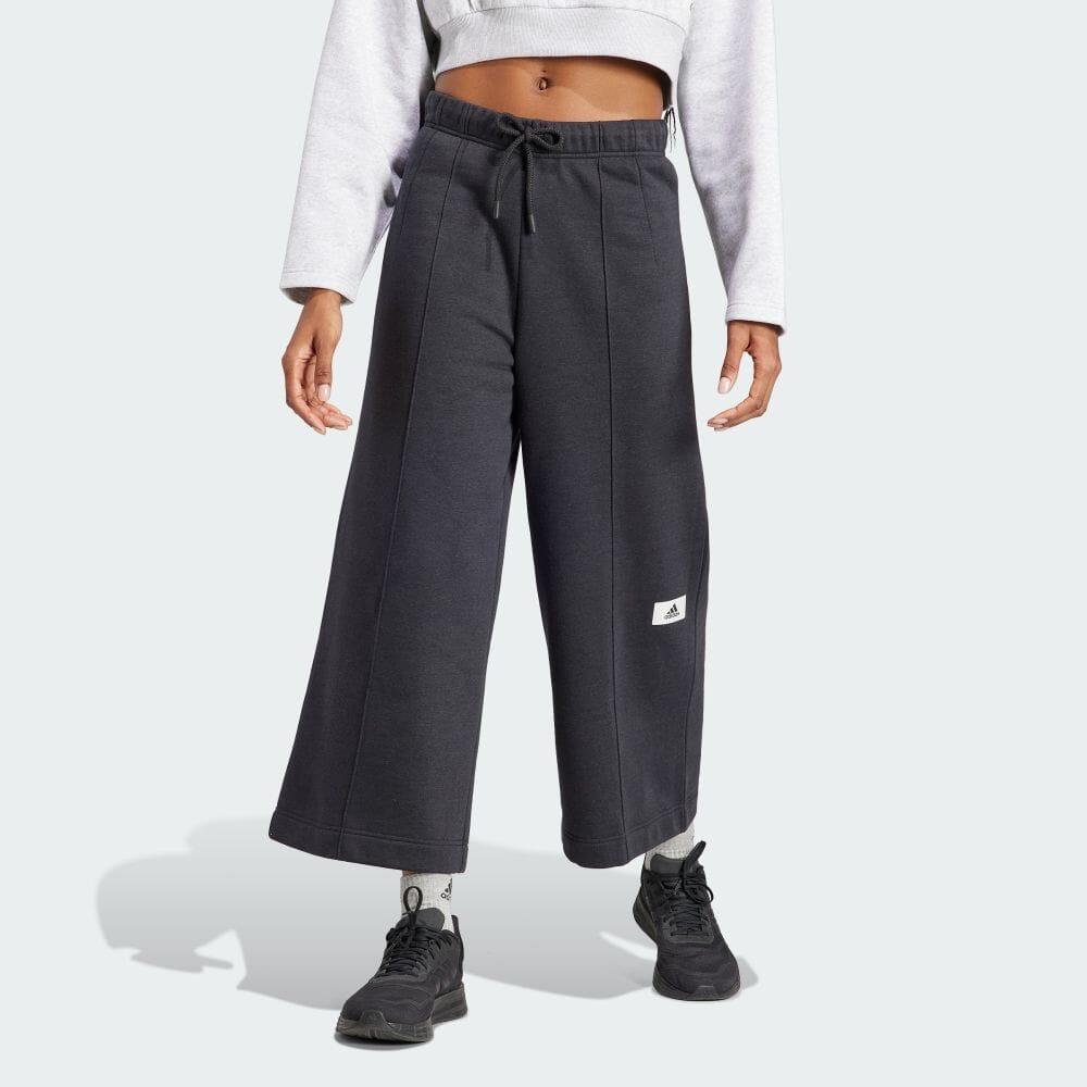 Adidas Long Pants Solid Color Logo Drawstring Sports Pants Women Pants Dark-Gray IS7485
