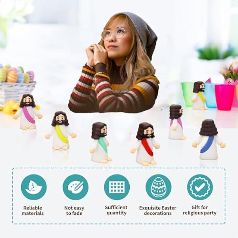 20 Pcs Little Jesus Figures Mini Jesus Figurines In Bulk Tiny Jesus Figures Mini Plastic Figures Bible Figures for Easter Relig