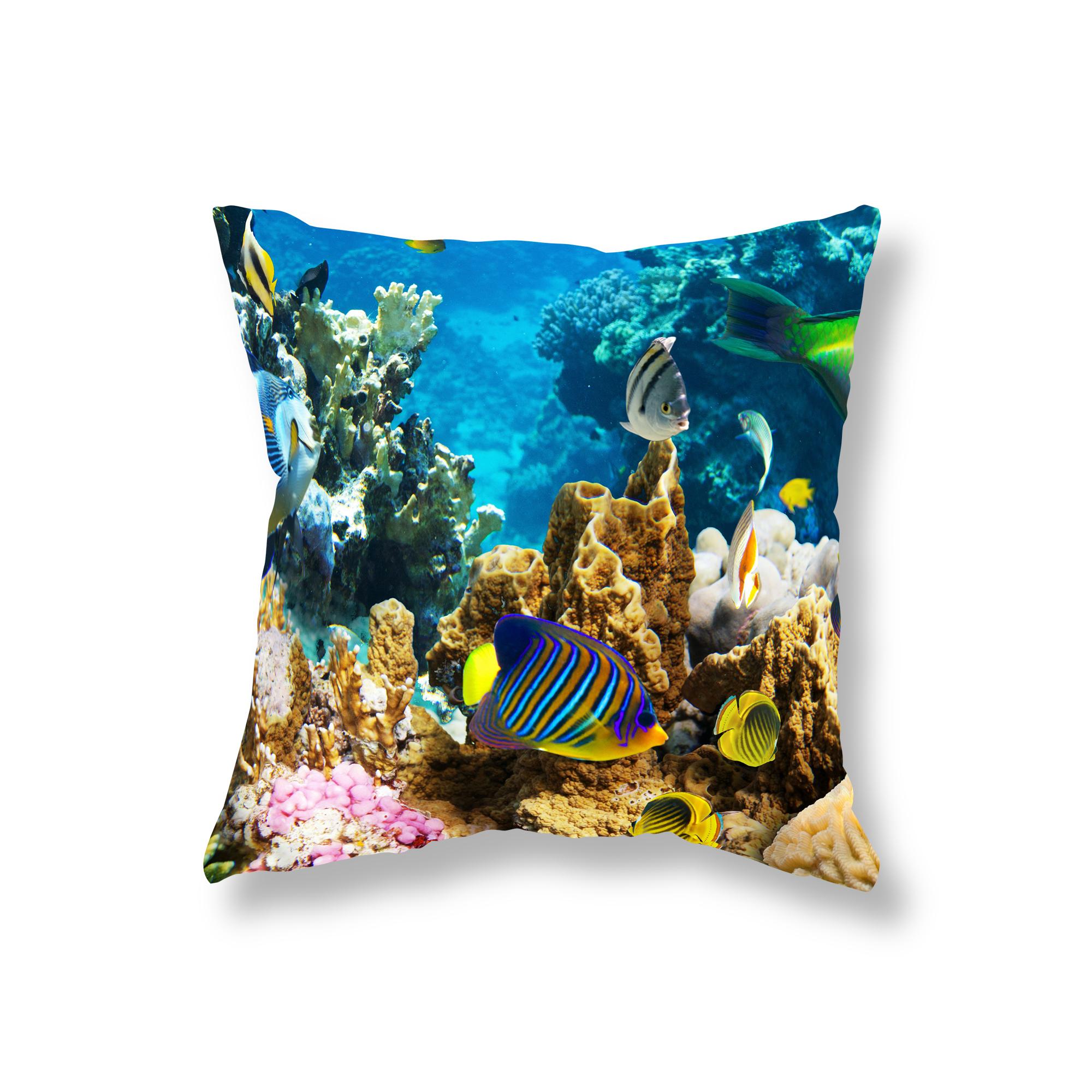 Наволочка с коралловой рыбой и морской жизнью, украшение для дивана, офисное игровое кресло, чехол для подушки, прикроватная тумбочка, домашний декор, наволочка 45x45 см 40x40cm
