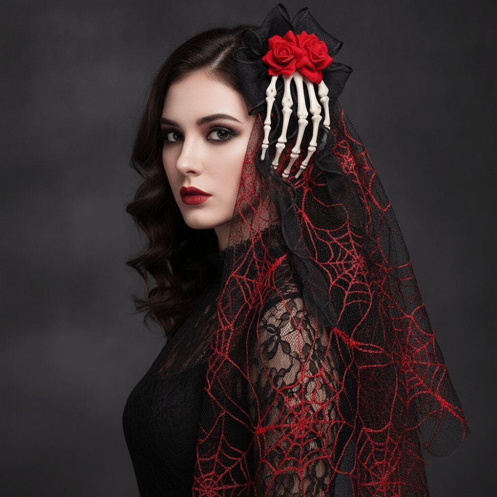 3D Skeleton Skeleton Hand Mesh Veil Long Tulle Skull Hairwear Gothic Headband Stage Performance