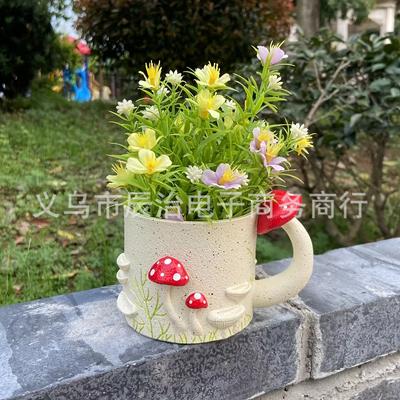 New Small Mushroom Cute Resin Pot, Succulent Plant Pot Potted Plant Outdoor Decoration Garden Decoration